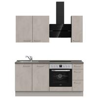 Kuchynská linka 180 cm, šedý betón/ kamenná šedá - sivá/farba ušľachtilej ocele, Modern, kov/kompozitné drevo (180cm) - Nobilia