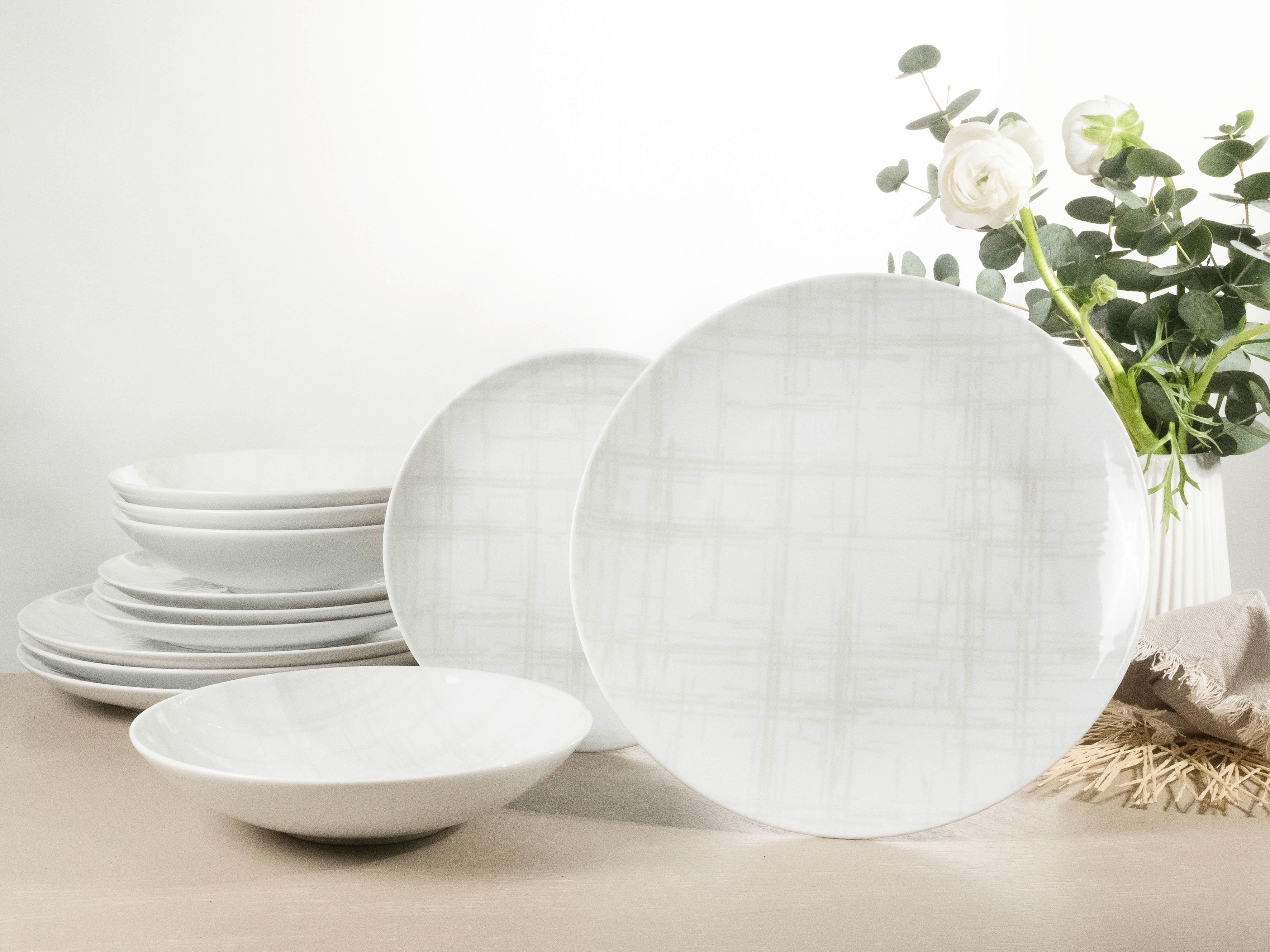 Tafelservice Keramik 4 Personen Geschirr Set - Multicolor/Weiß, Basics, Keramik - Creatable
