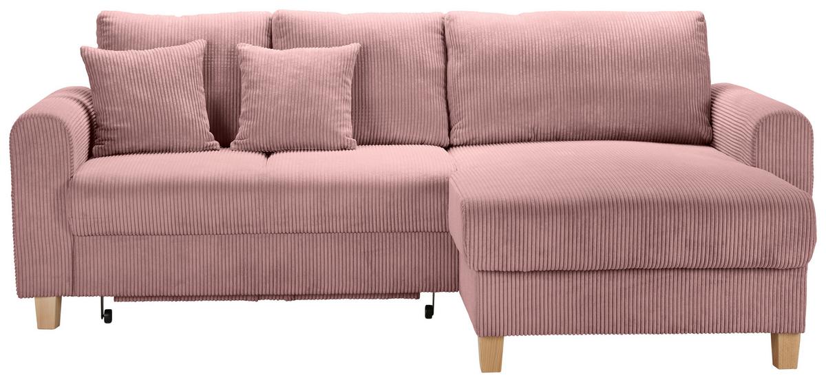 Rohová sedačka LILLE, oboustr., starorůžový manšestr - starorůžová/světle hnědá, Moderní, dřevo/textil (232/110/156cm) - Mömax