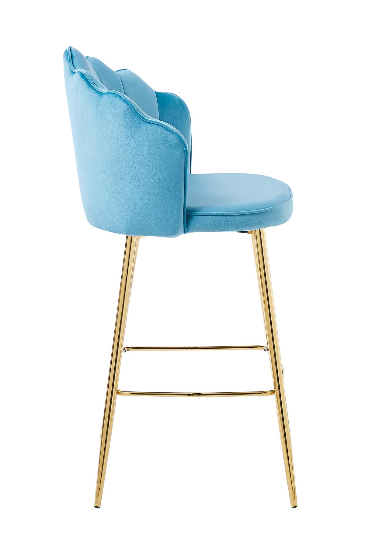 Barhocker-Set Blau B: 52 cm - Blau/Goldfarben, MODERN, Textil/Metall (52/100/54cm) - Livetastic