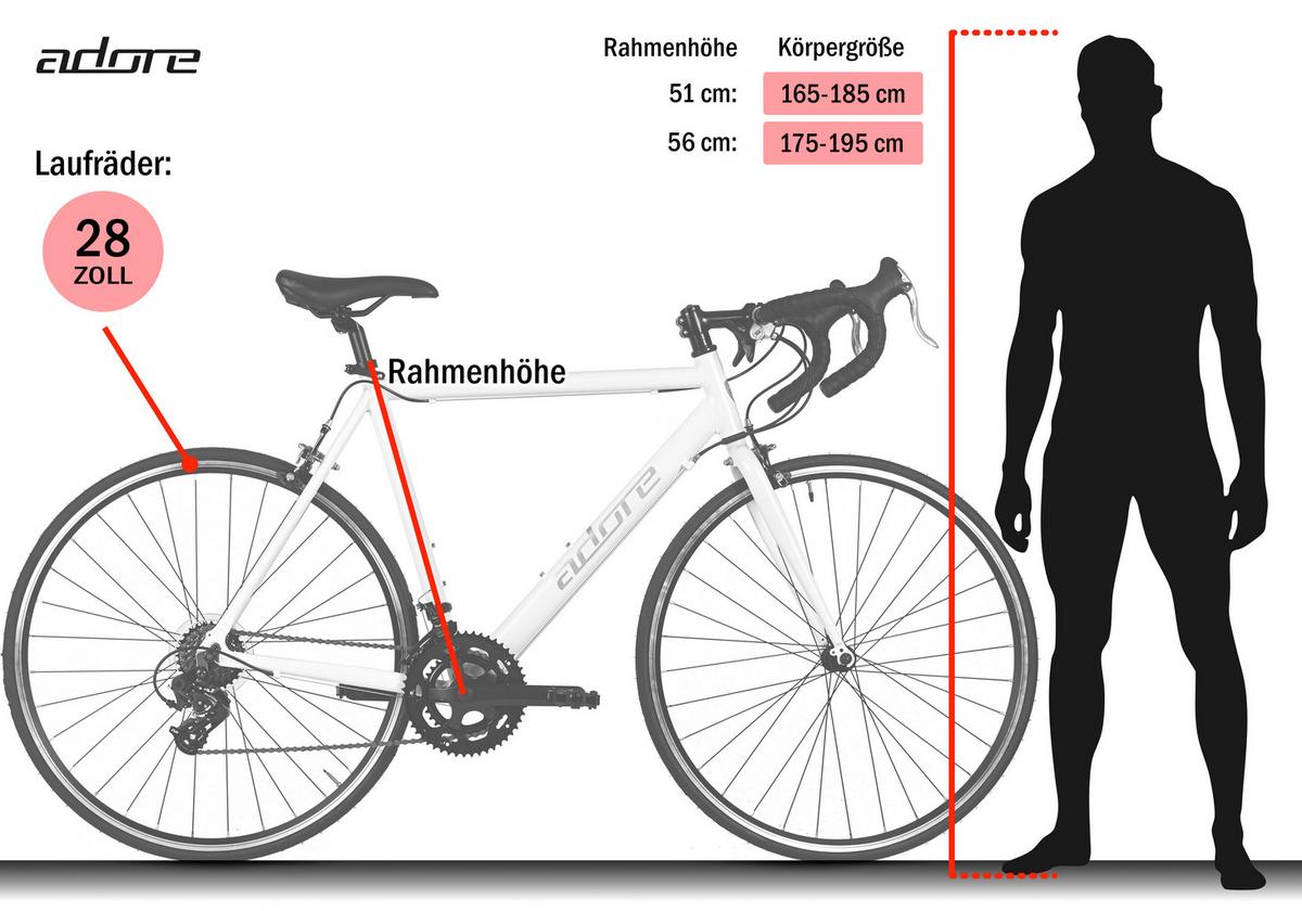 Adore Rennrad 28 Zoll weiß - Weiß, KONVENTIONELL, Metall (25/140/60cm)