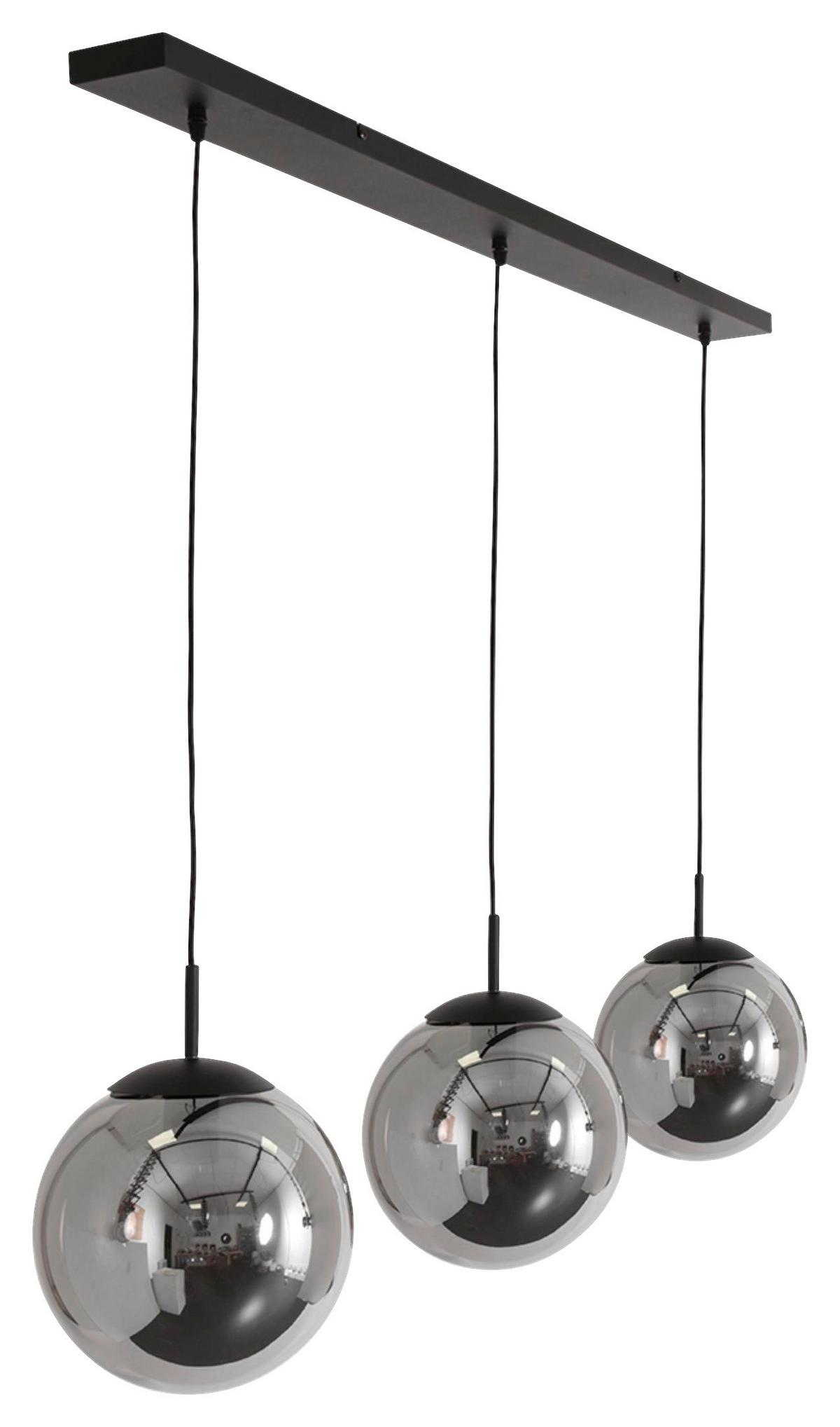 Pendelleuchte Bollique - Schwarz, Trend, Glas/Metall (25/40-150/120cm)