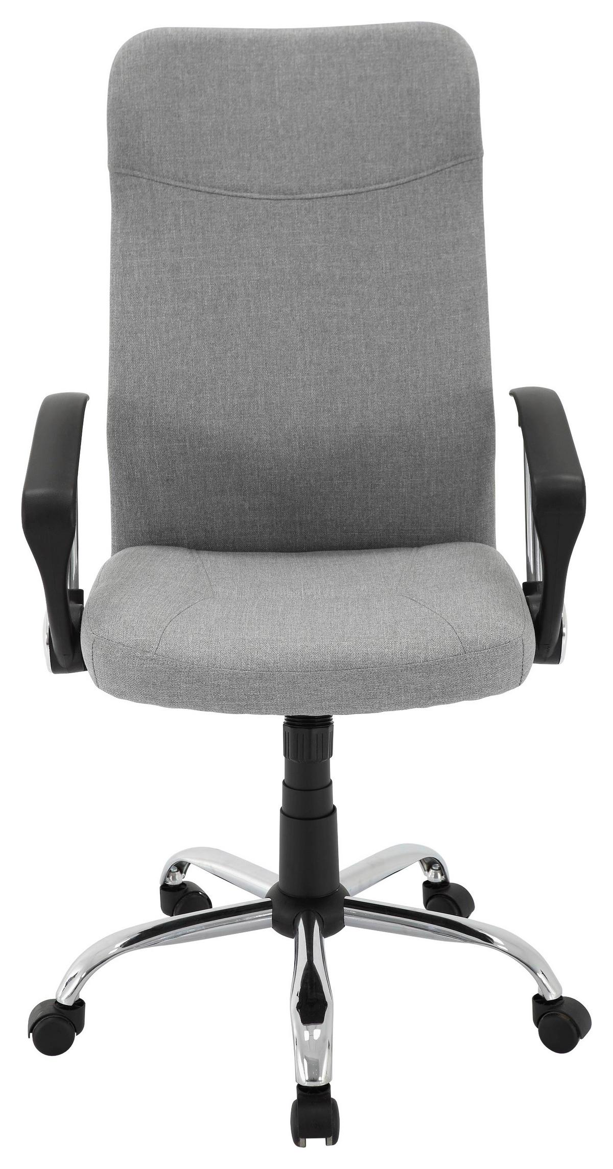 Drehstuhl Alwin mit Armlehnen Hellgrau - Chromfarben/Hellgrau, Design, Kunststoff/Textil (60/109-119/61,5cm) - MID.YOU