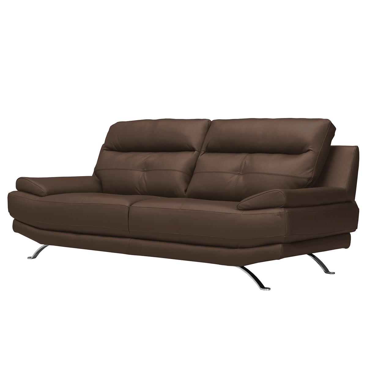 3-sitzer-sofa Derby Echtleder Braun B: 225 Cm - Chromfarben/Braun, Design, Leder (225/92/99cm) - Livetastic