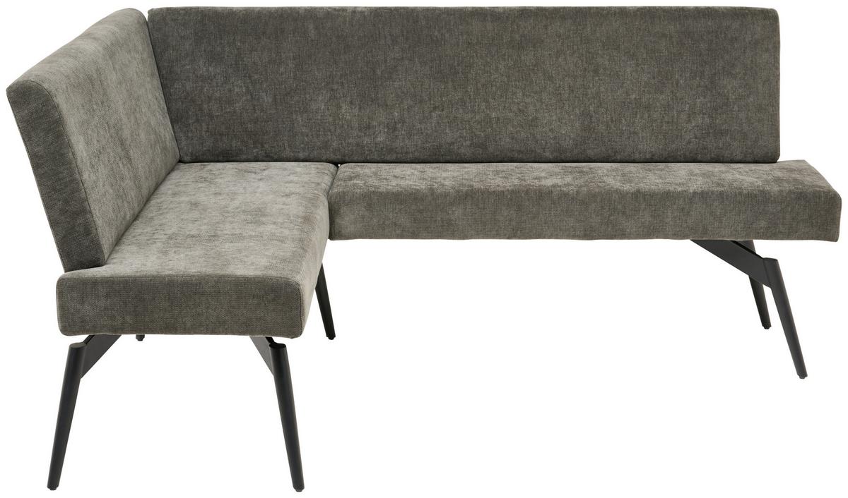 Eckbank Tinos Dunkelgrau, S: 150x190 Cm - Dunkelgrau/Schwarz, KONVENTIONELL, Textil/Metall (150/190cm) - MID.YOU