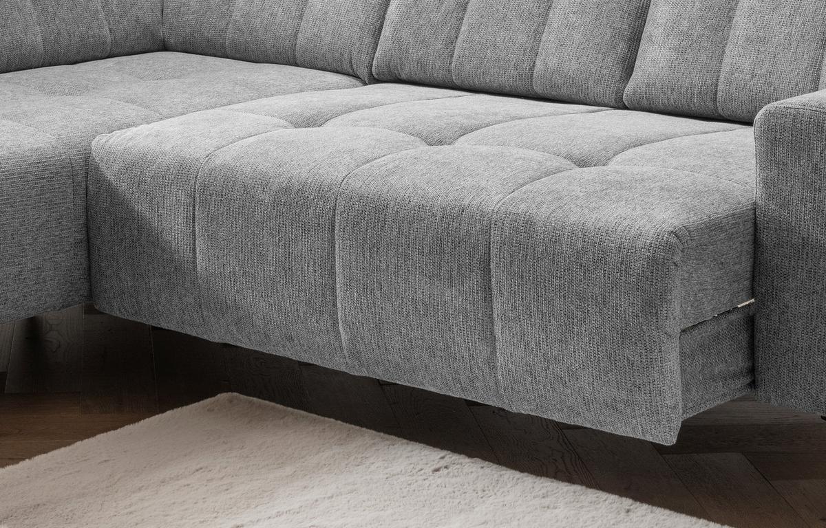 Ecksofa Mit Usb Anschluss Sano, Silberfarben, S: 200x261 Cm - Silberfarben/Schwarz, MODERN, Textil (200/261cm) - Livetastic