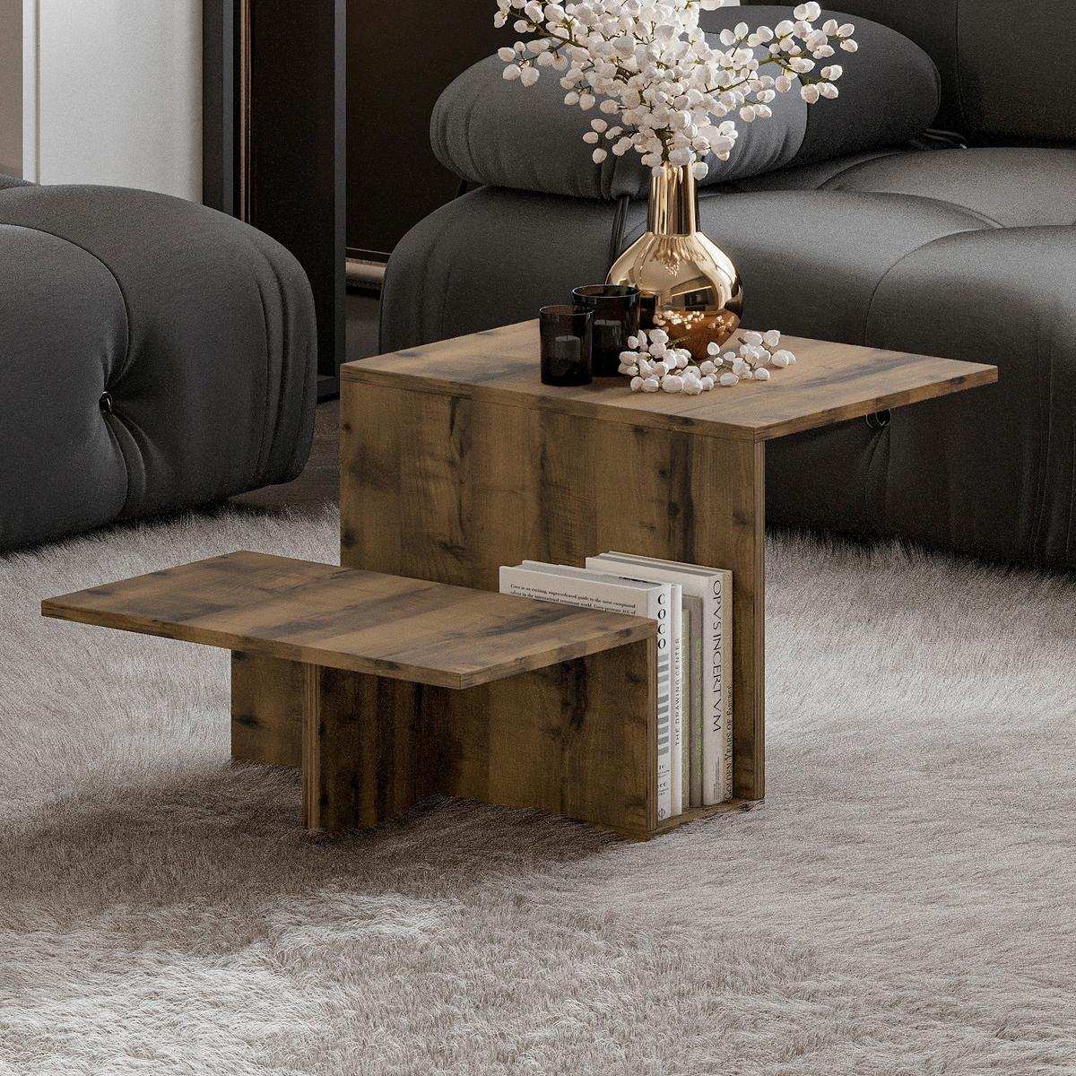 Couchtisch Relinda Nussbaumfarben B: 90 Cm - Nussbaumfarben, Design, Holzwerkstoff (90/45/50cm) - Livetastic