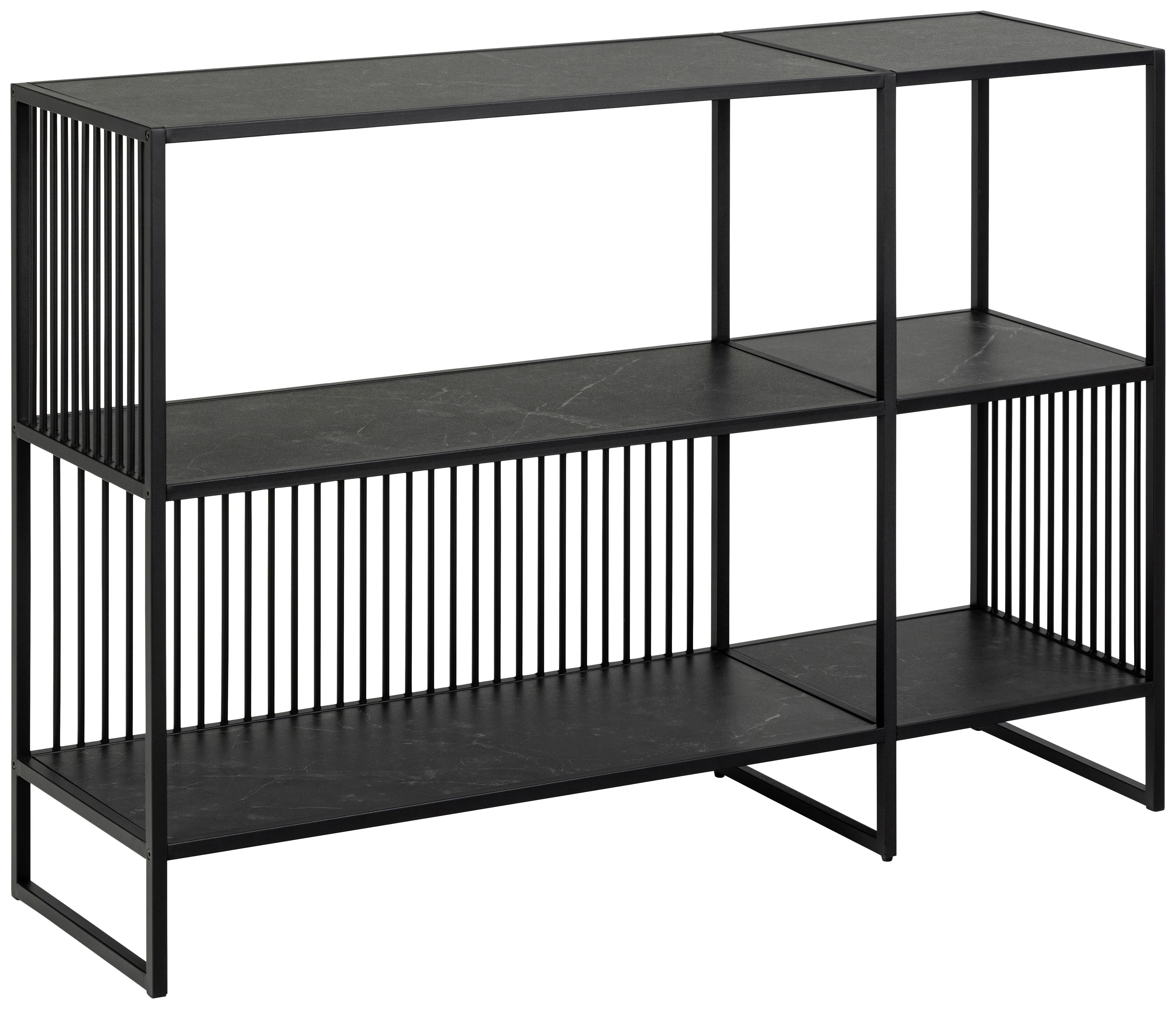 Regál STRINGTON - čierna, Design, kov/kompozitné drevo (120/83/35cm) - MID.YOU