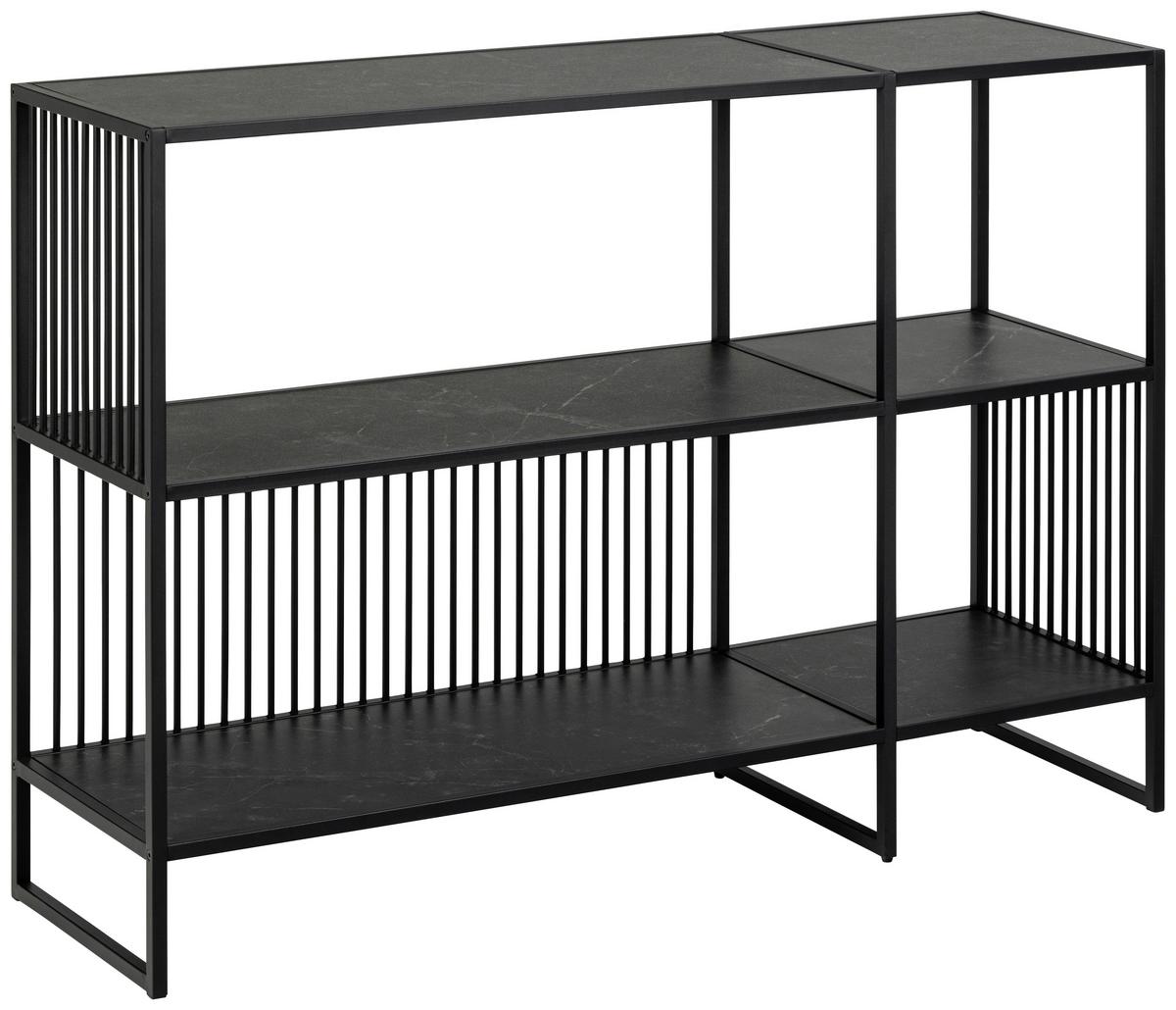 Regál STRINGTON - čierna, Design, kov/kompozitné drevo (120/83/35cm) - MID.YOU