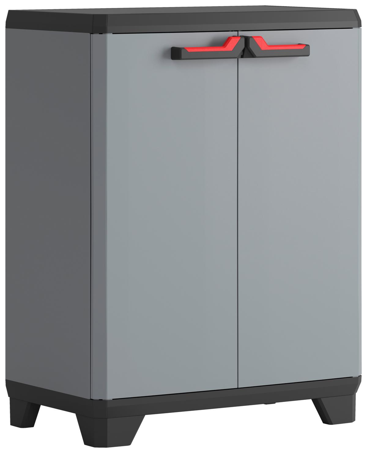 Mehrzweckschrank Stilo Grau/Rot/Schwarz BxH: 68x90 cm - Rot/Schwarz, Design, Kunststoff (68/90/39cm) - Keter