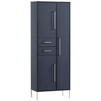 Badezimmer Hochschrank Kenth 67x184,3 cm Dunkelblau - Blau/Goldfarben, Holzwerkstoff (67,1/184,3/33,1cm) - MID.YOU