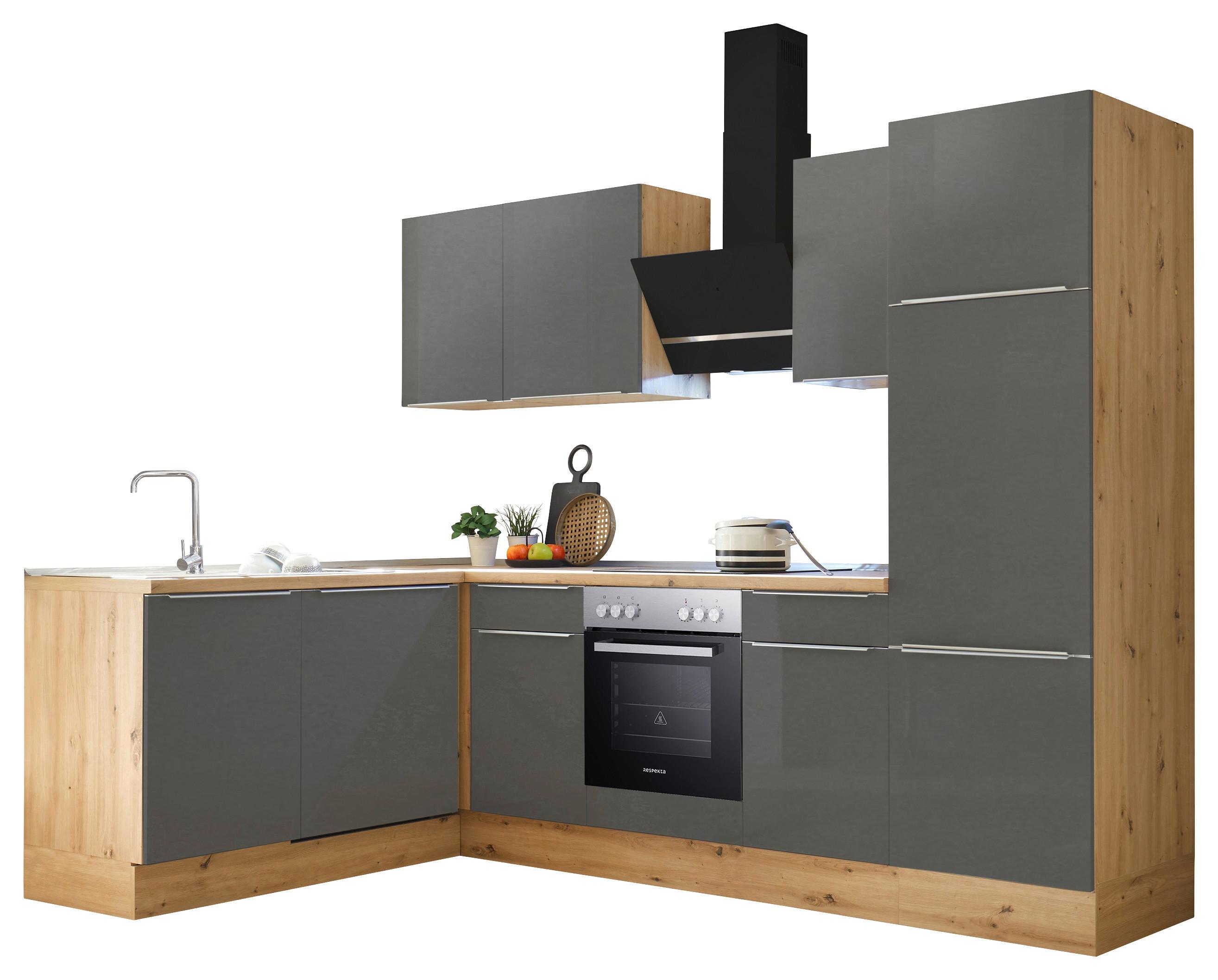 Eckküche Mit Geräten 280x170 Cm Grau/eiche Dekor, Modern - Anthrazit/Eiche Artisan, LIFESTYLE, Holzwerkstoff (280/170cm) - Respekta