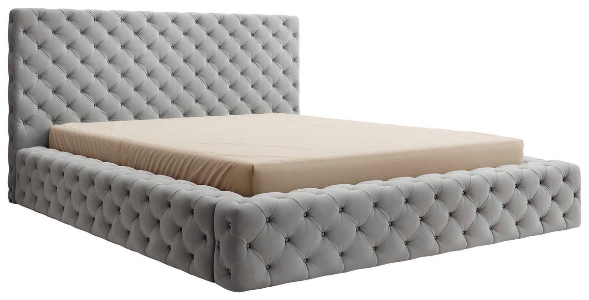 Polsterbett Princce Hellgrau Lf: 180x200cm - Hellgrau/Schwarz, MODERN, Holz/Textil (180/200cm) - MID.YOU