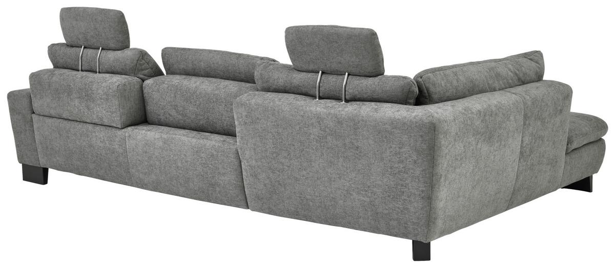 Rohová sedačka LANDO, levá, šedá žinylka, s funkcemi - šedá/černá, Moderní, kov/textil (197/289cm) - Premium Living