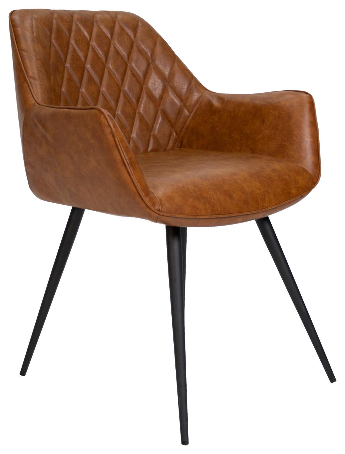 Stuhl-Set Cose - Cognac/Schwarz, KONVENTIONELL, Textil/Metall (62/83/60cm) - MID.YOU