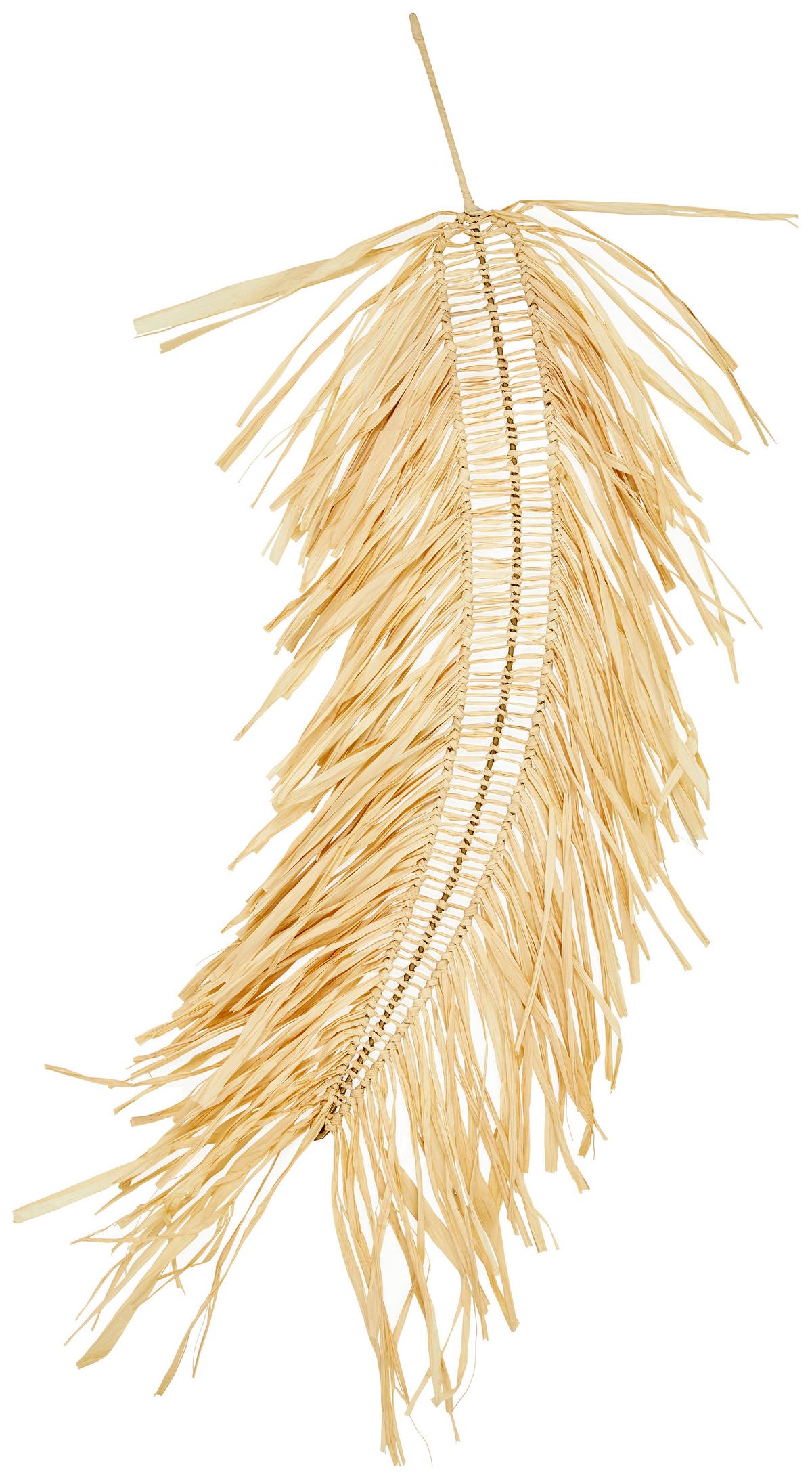 Dekohänger Blatt L: 70 cm Stroh/Metall - Naturfarben, Basics, Naturmaterialien/Metall (26/0.5/70cm) - Luca Bessoni