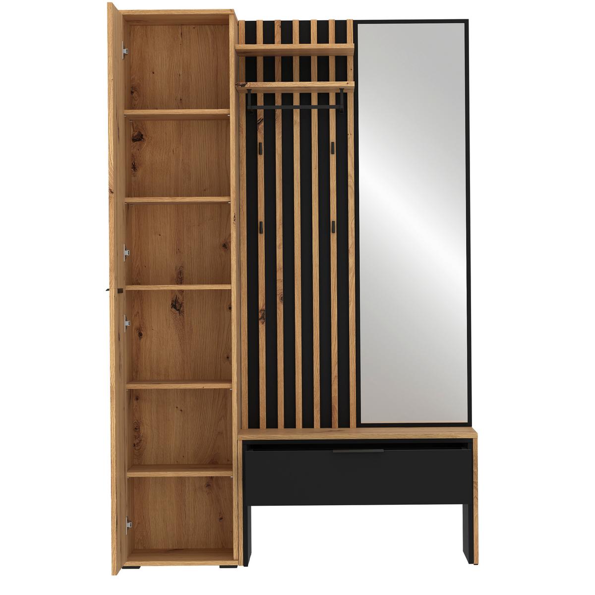 Šatna Madera š: 122 cm - černá/dub artisan, Trend, kompozitní dřevo (122/190/38cm)