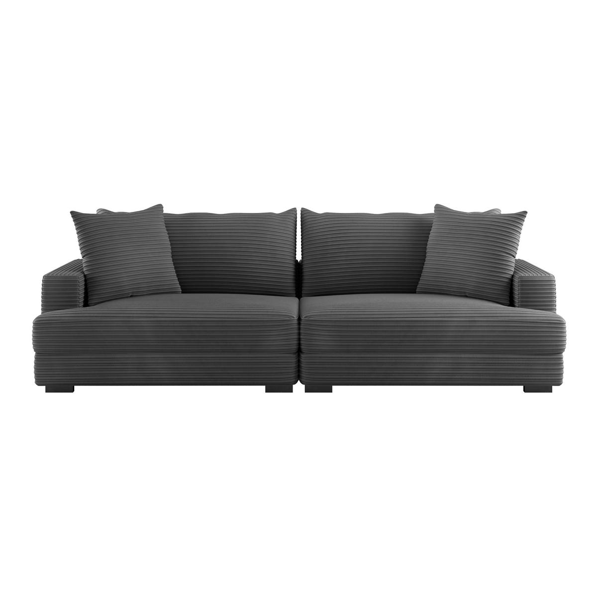 Big Sofa Pelle Mit Kissen B: 261 Cm Schwarz - Wengefarben/Schwarz, Trend, Textil (261/124cm) - Luca Bessoni