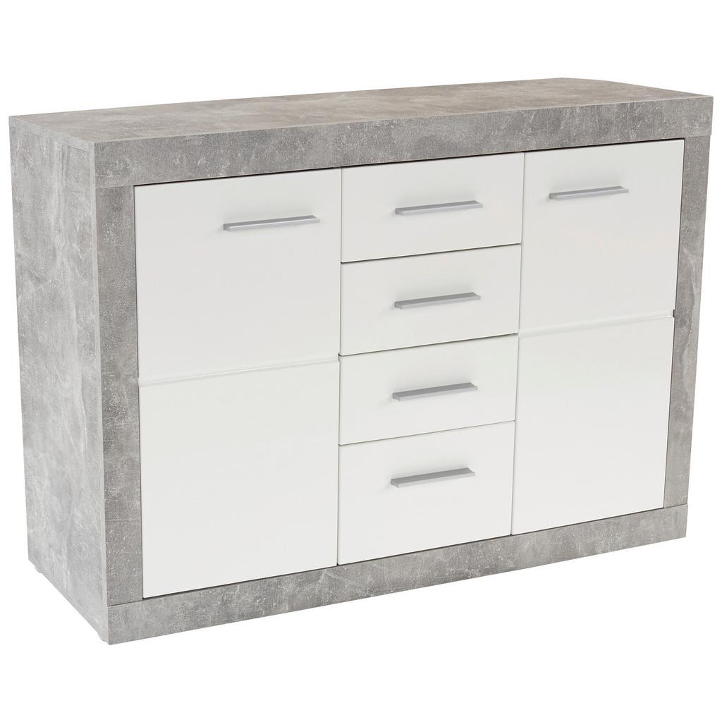 Sideboard B: 138 cm Malta, Betonoptik/Weiß