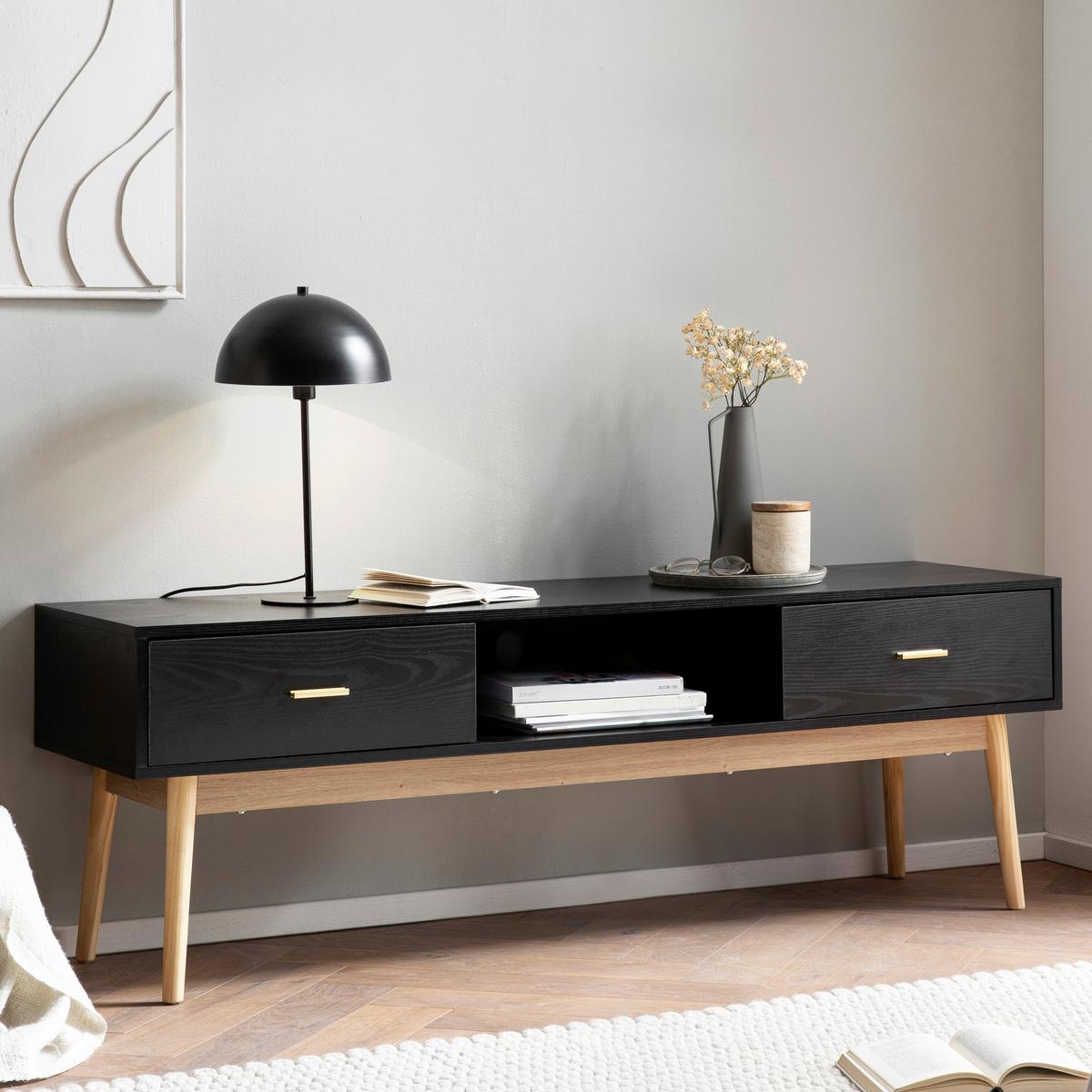 Nízka komoda čierna - čierna/zlatá, Design, kov/drevo (150/50/40cm) - Livetastic
