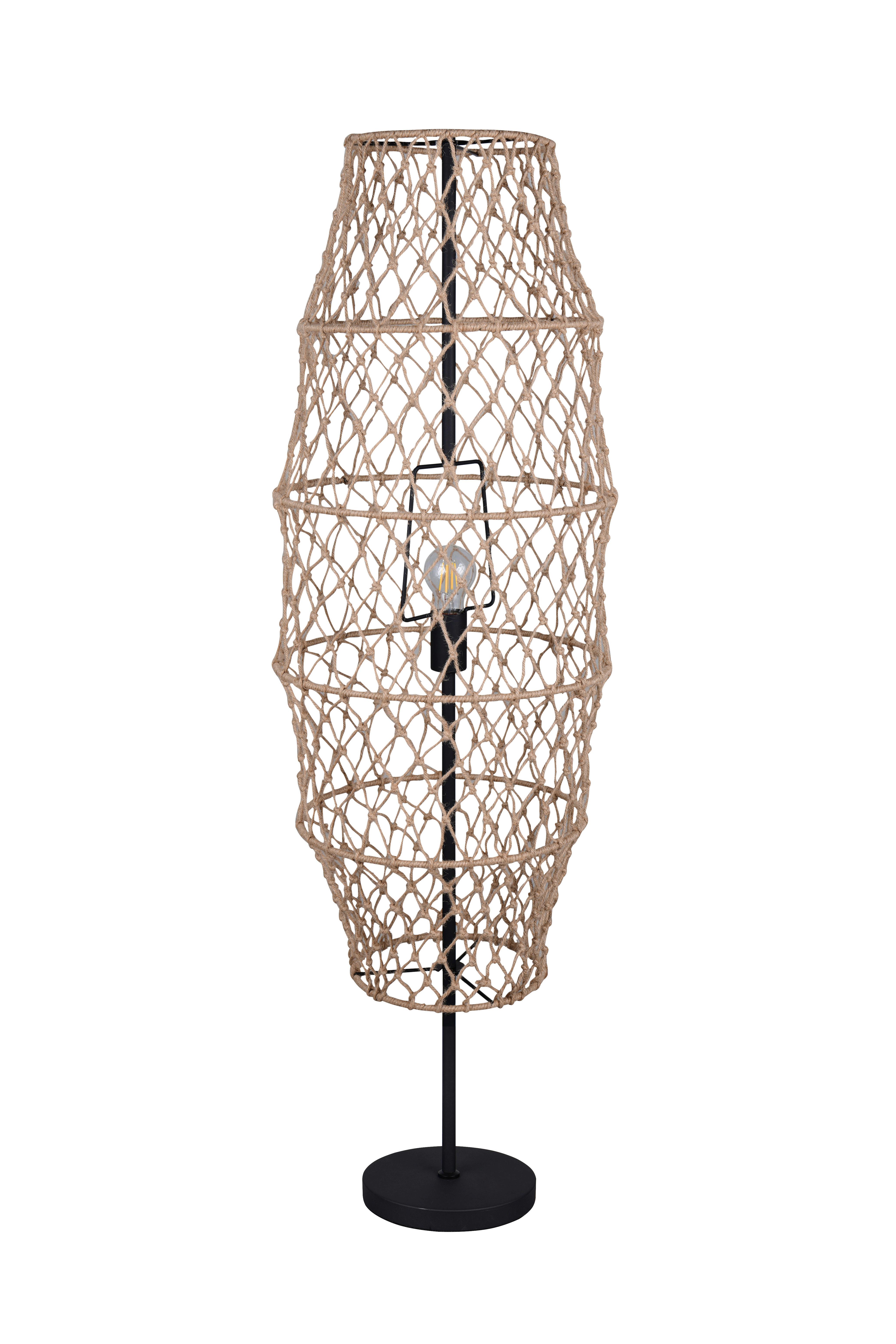 Stehleuchte Hive Naturfarben Schwarz D: 38 cm - Schwarz/Naturfarben, Natur, Textil/Metall (38/120cm)