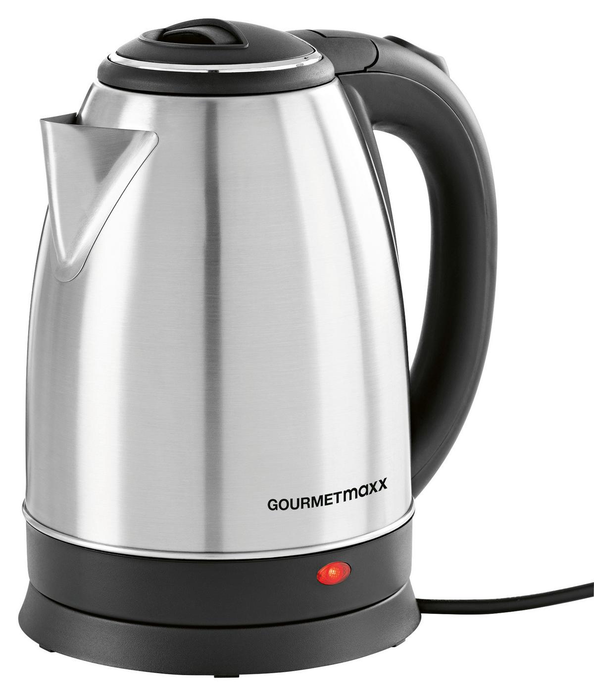 Wasserkocher Daniela Schwarz Edelstahl 1,8 L 1500w - Edelstahlfarben/Schwarz, Basics, Kunststoff/Metall (1,8l)