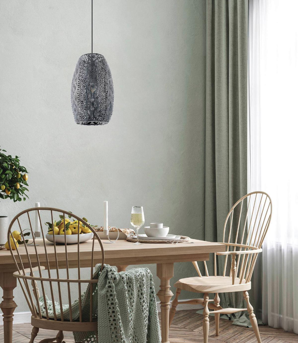 Hängeleuchte Riyadh H: 110 cm 1-Flammig, Stahl Schwarz - Schwarz, Basics, Metall (22,5/110cm) - Eglo