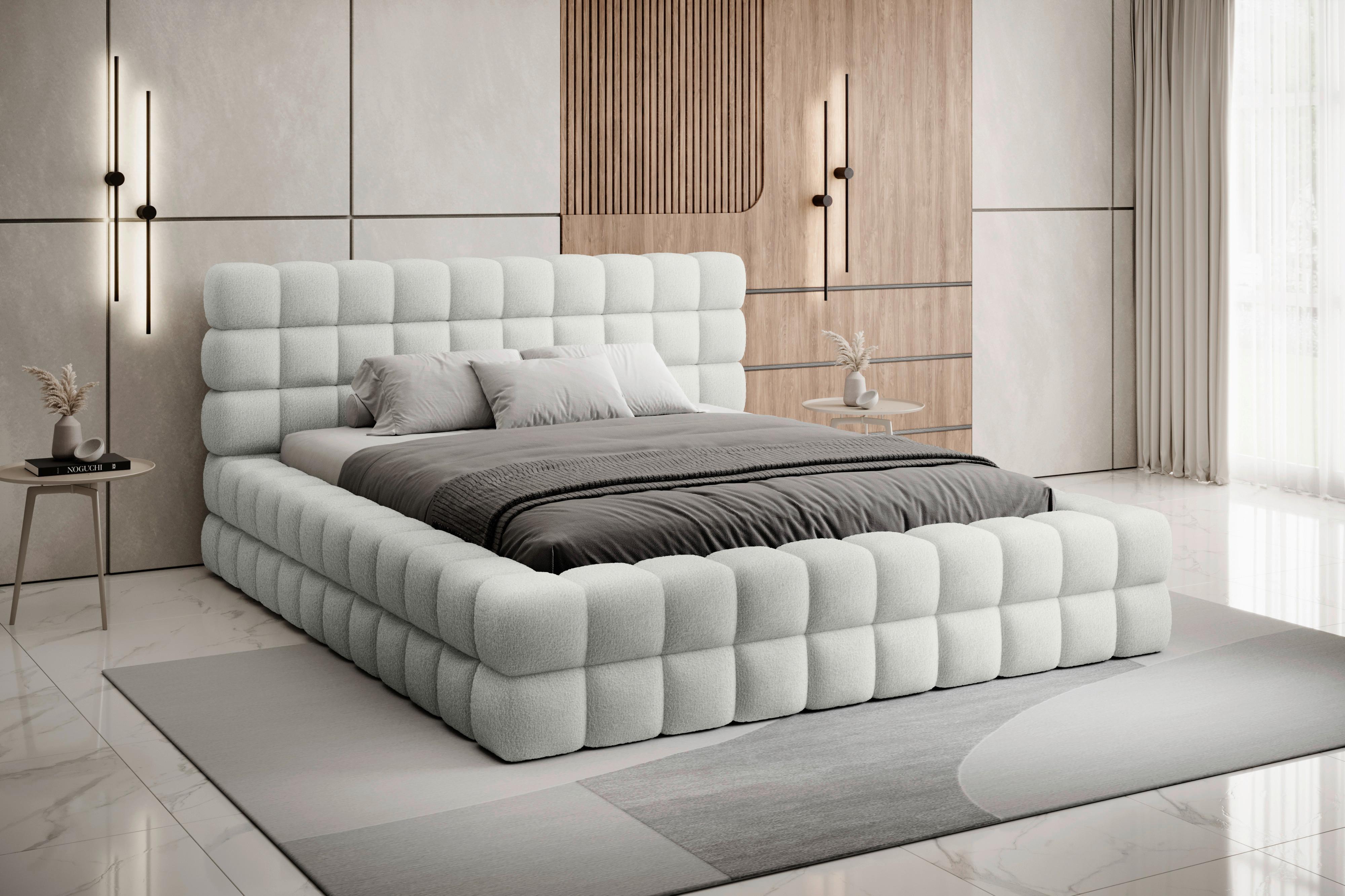Polsterbett Dizzle Creme Lf: 160x200 cm - Creme/Schwarz, MODERN, Holz/Textil (160/200cm) - MID.YOU