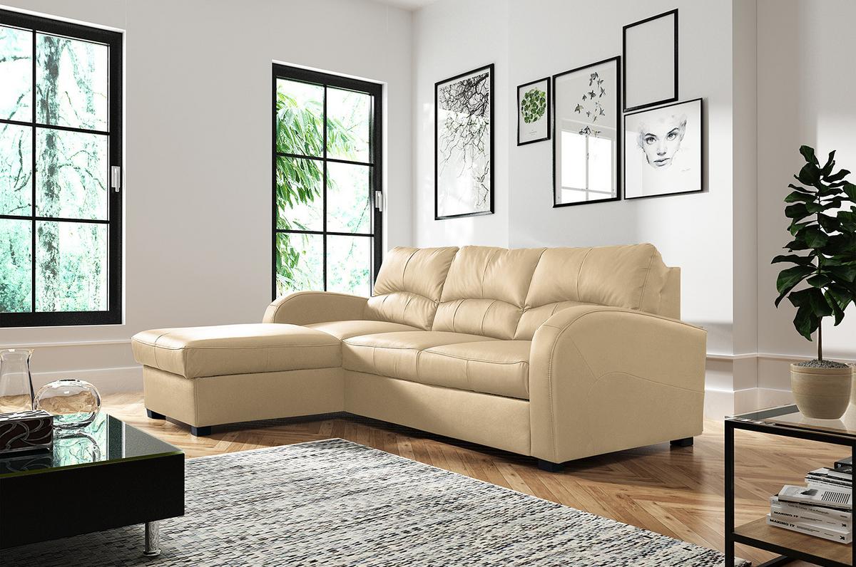 Ecksofa Tilo Beige S: 168 cm - Beige/Schwarz, Design, Leder/Textil (168/227cm) - Livetastic