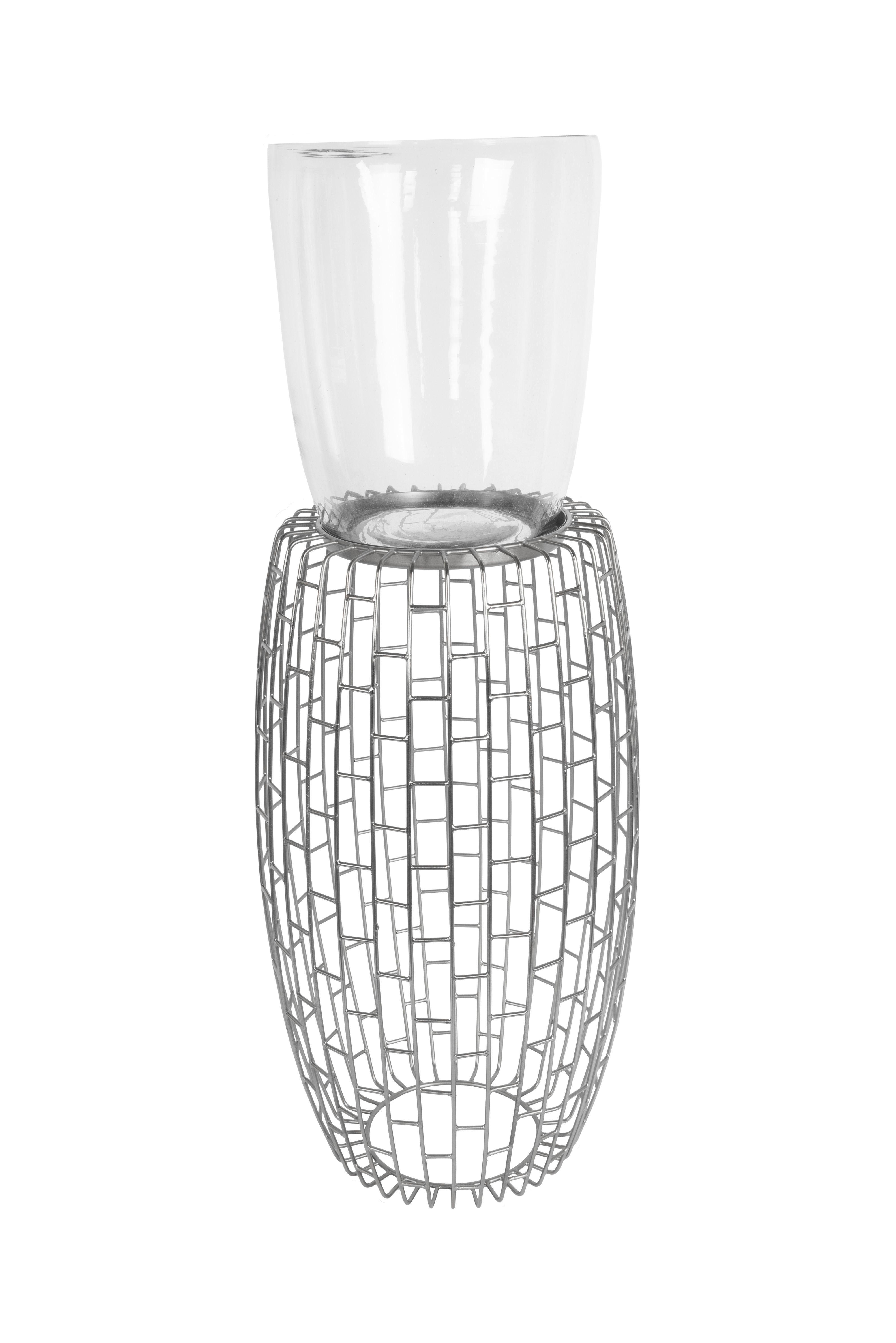 Windlicht Malibu Eisen/Glas Silberfarben H: 73 cm - Silberfarben, Design, Glas/Metall (28/73/28cm)