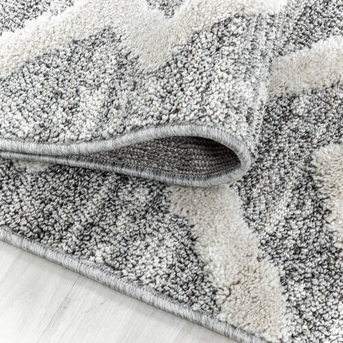 Webteppich Grau Pisa Rund Ø 160 cm - Grau, KONVENTIONELL, Textil (160cm)