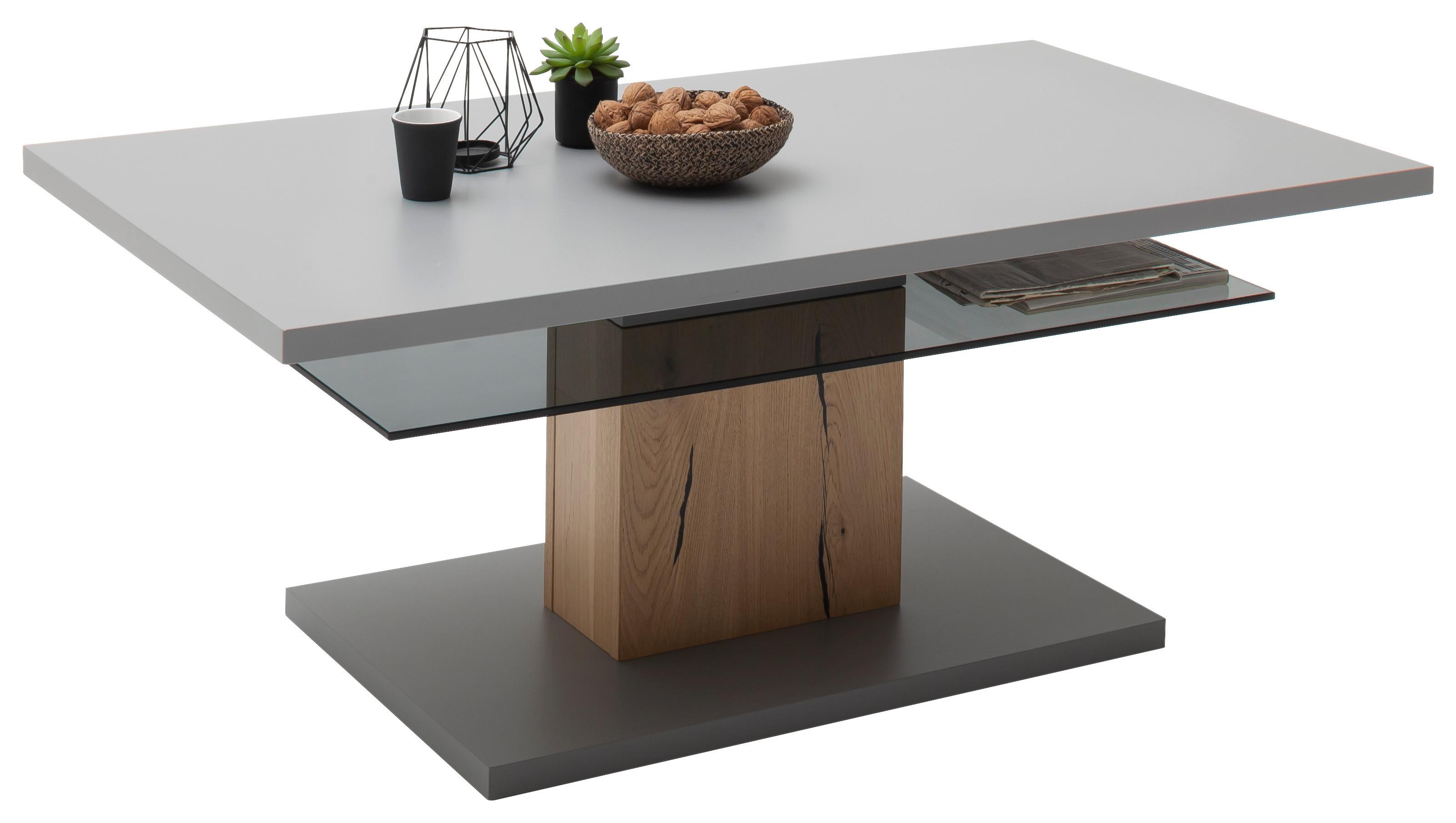 Couchtisch Sevilla Grau/Eichefarben - Eichefarben/Grau, Design, Glas/Holzwerkstoff (115/65/46cm) - MID.YOU