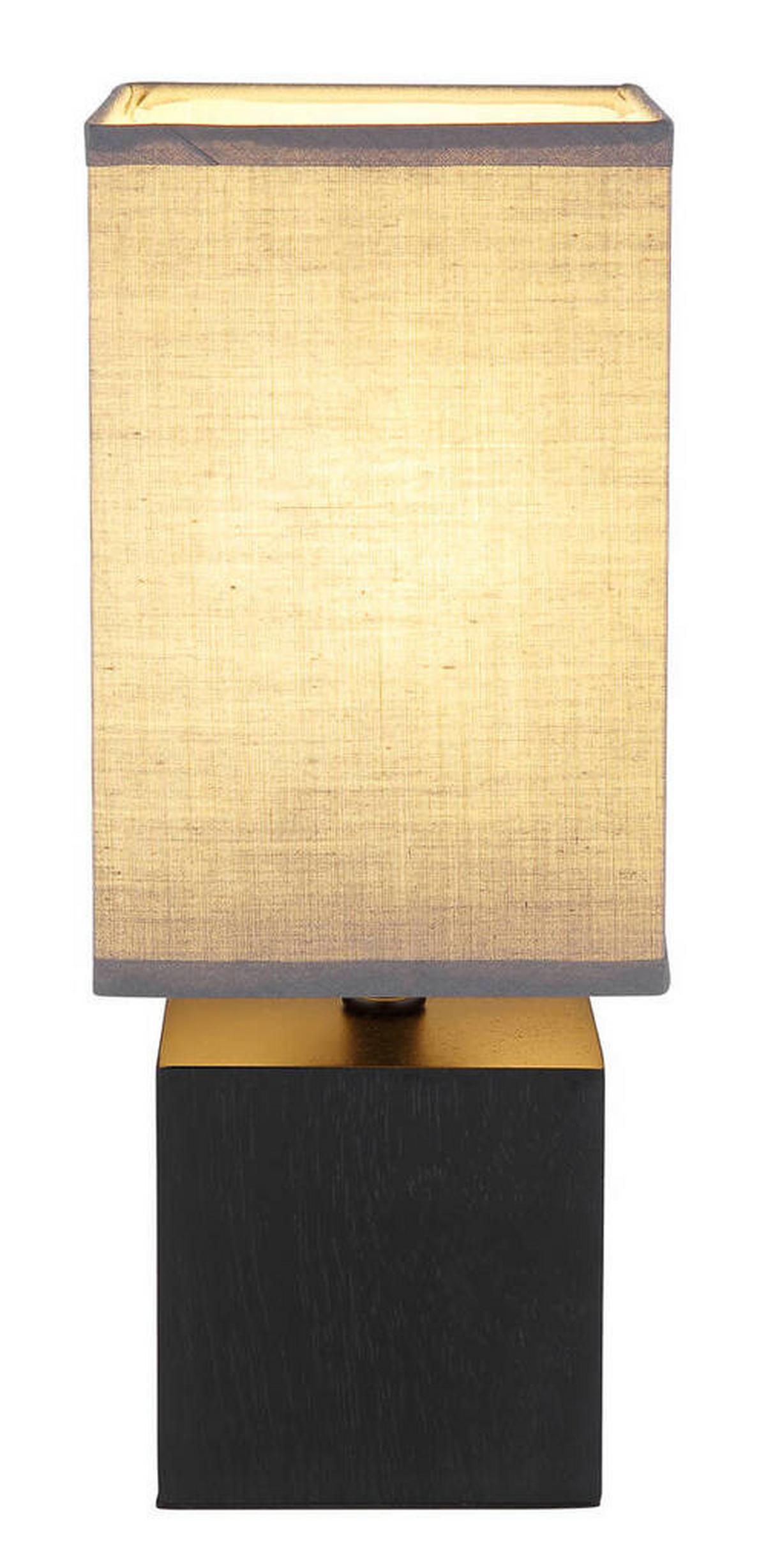 Tischleuchte 21628a - Anthrazit/Schwarz, KONVENTIONELL, Holz/Textil (12/12/30cm) - Globo