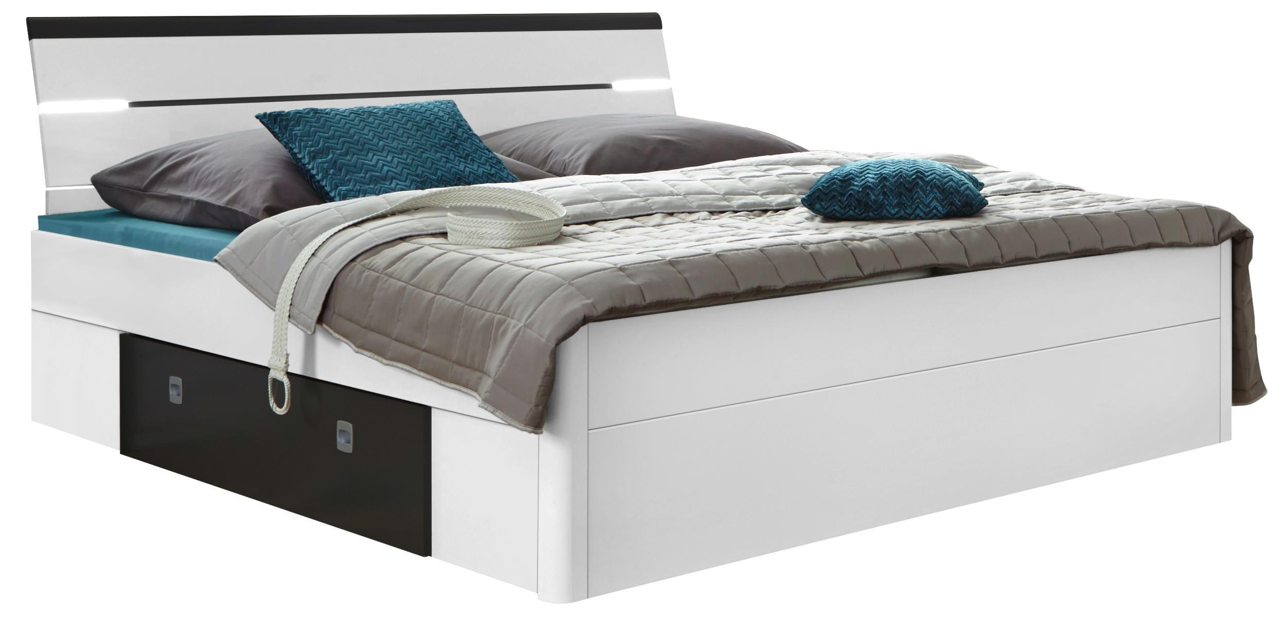 Bett mit LED-Beleuchtung und Stauraum