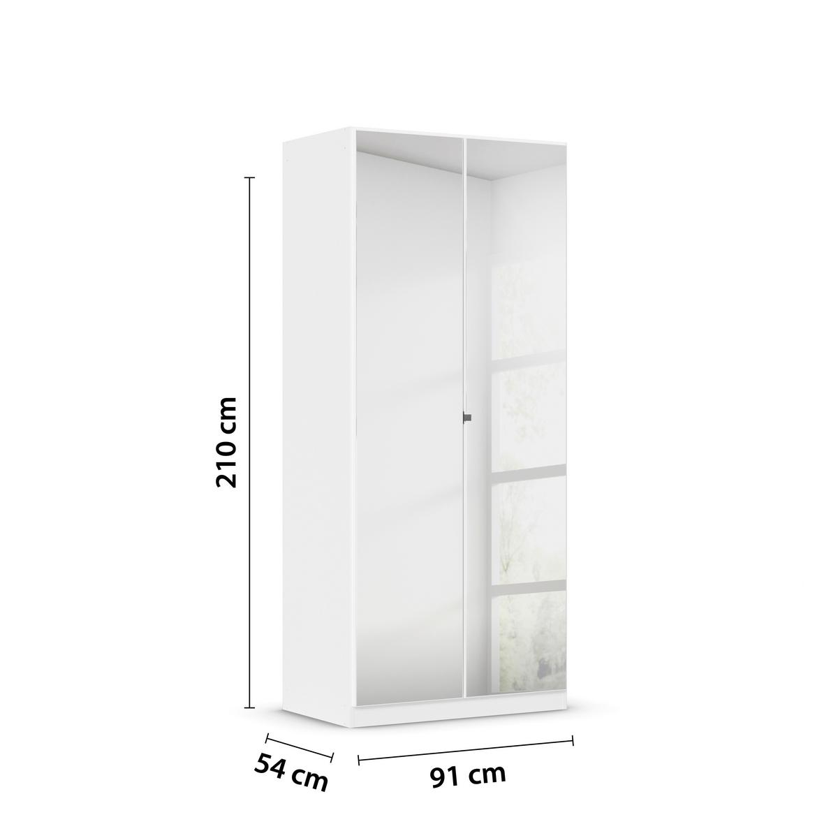 Drehtürenschrank Mit Spiegel 91cm Reflect Alpinweiß - Silberfarben/Weiß, MODERN, Holzwerkstoff (91/210/54cm)