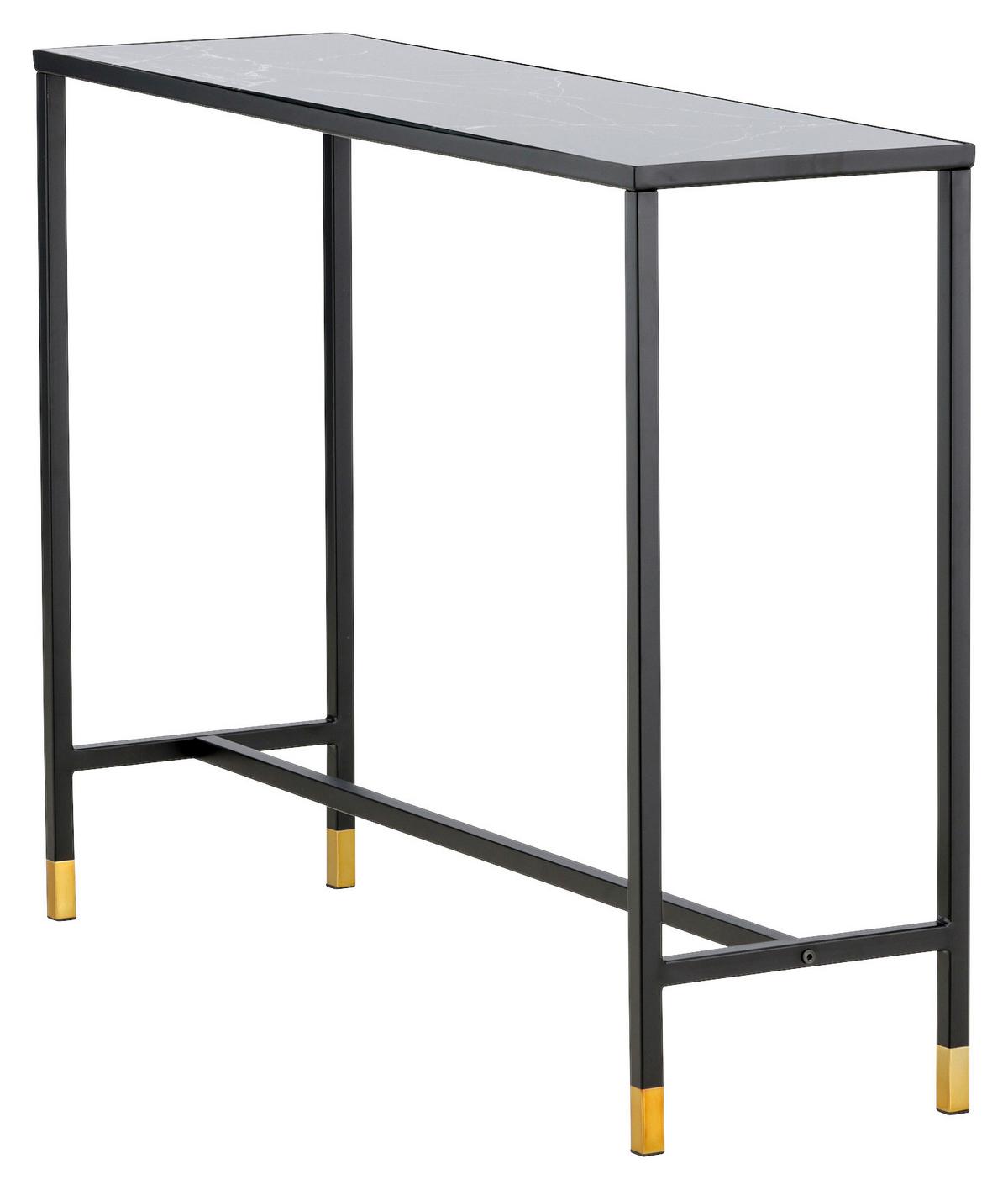 Beistelltisch Dipp - Messingfarben/Schwarz, Design, Glas/Metall (100/30/75cm) - Livetastic