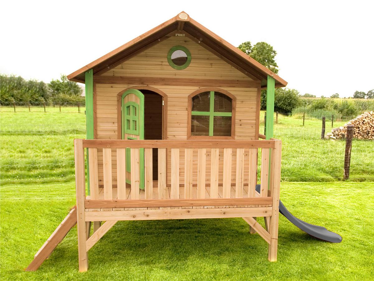 Spielhaus A030.040.80 - Rot/Braun, KONVENTIONELL, Holz/Kunststoff (349/233/212cm) - Ambia Garden