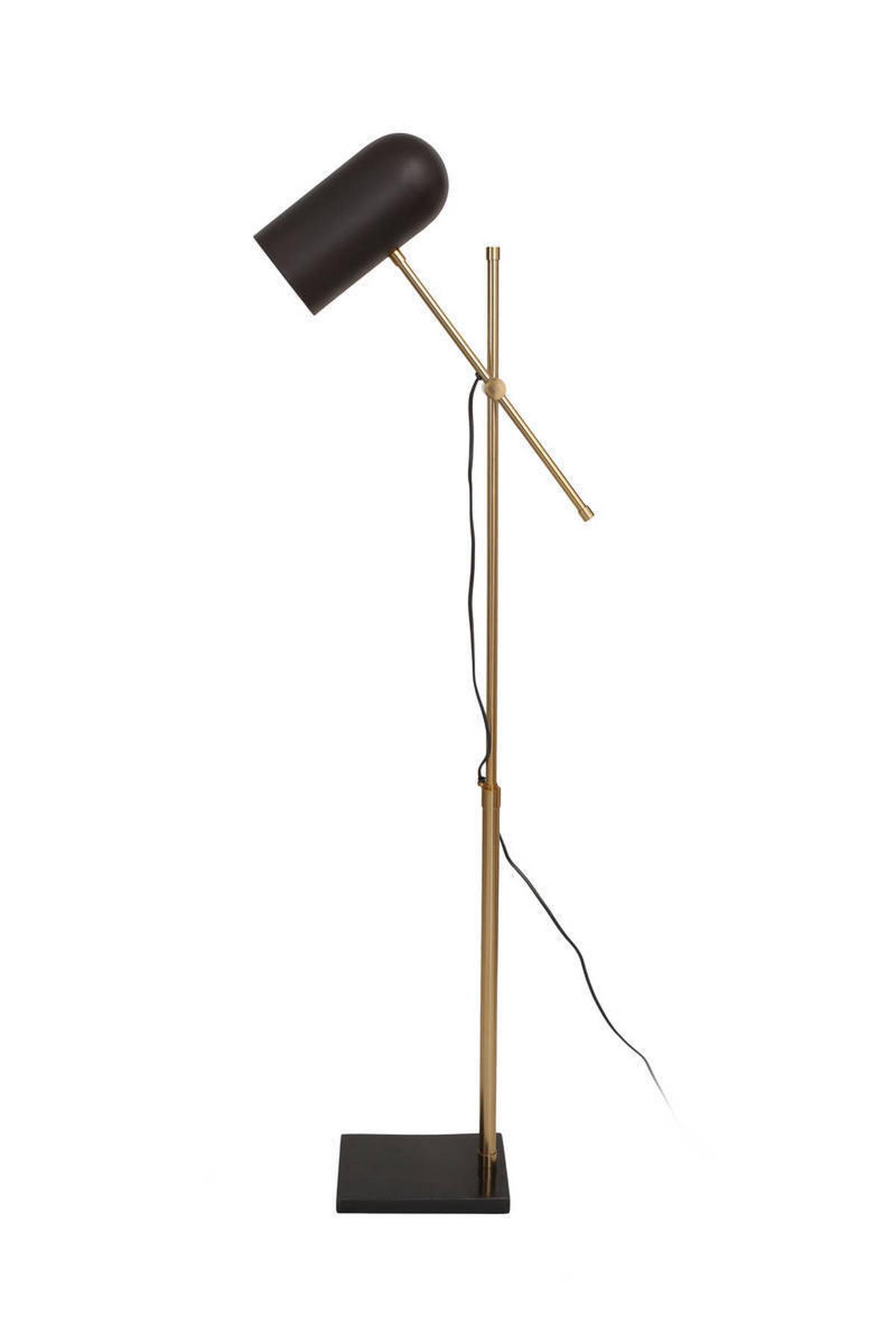 Stehlampe Celeste Braun/ Goldfarben mit Flexarm - Goldfarben/Braun, Trend, Kunststoff/Stein (58/138/18cm) - Kayoom