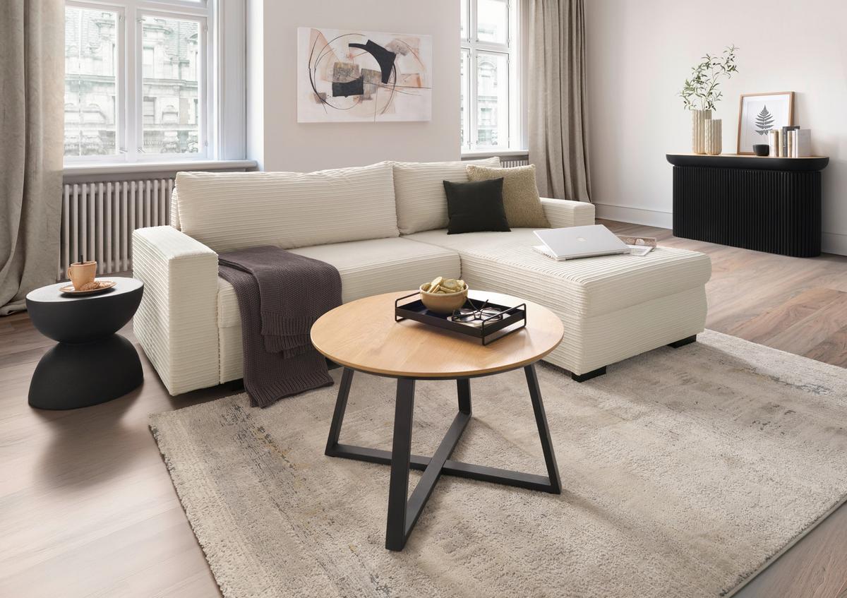 Rohová sedačka GENEVE, obojstranná, béžový menčester - čierna/béžová, Konventionell, textil/plast (225/86/167cm) - Mömax