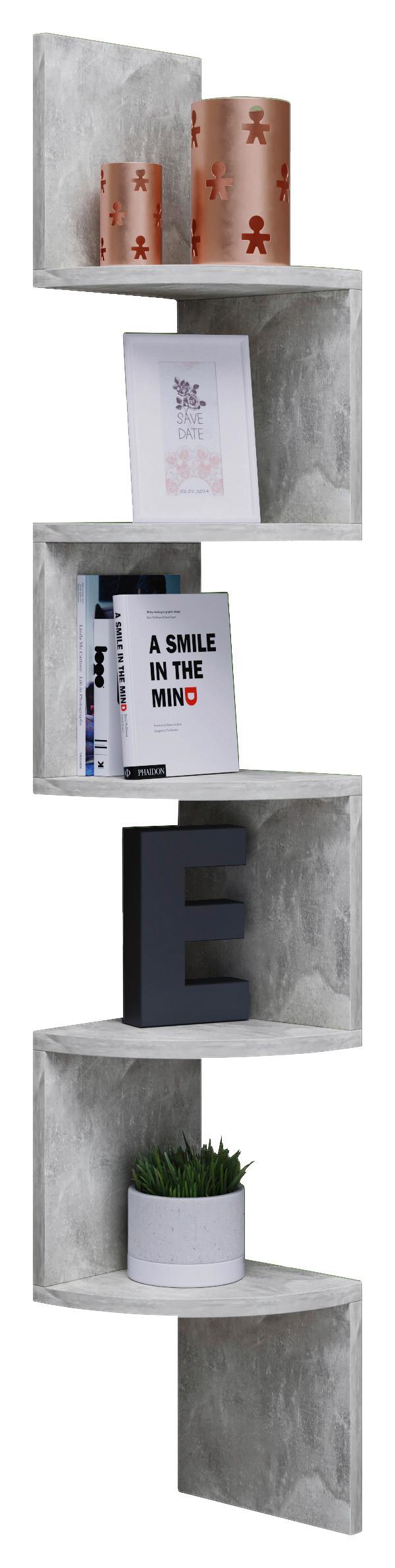 Sarokpolc Mintis - szürke, Basics, faalapú anyag (19,6/123,6/19,6cm) - MID.YOU