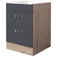 Kuchynská skrinka so zásuvkami SHADOW KSA 60 B - sivá - dub San Remo/farba ušľachtilej ocele, Modern, kov/kompozitné drevo (60/82/57cm)