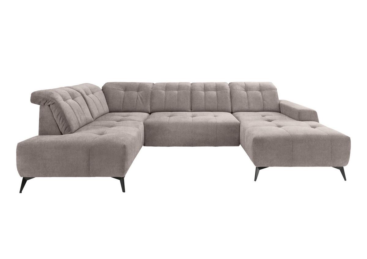 Ecksofa, Sitzvorzug Elektrisch Sano, Taupe, 200x337x180 cm - Taupe/Schwarz, MODERN, Textil (200/337/180cm) - Livetastic