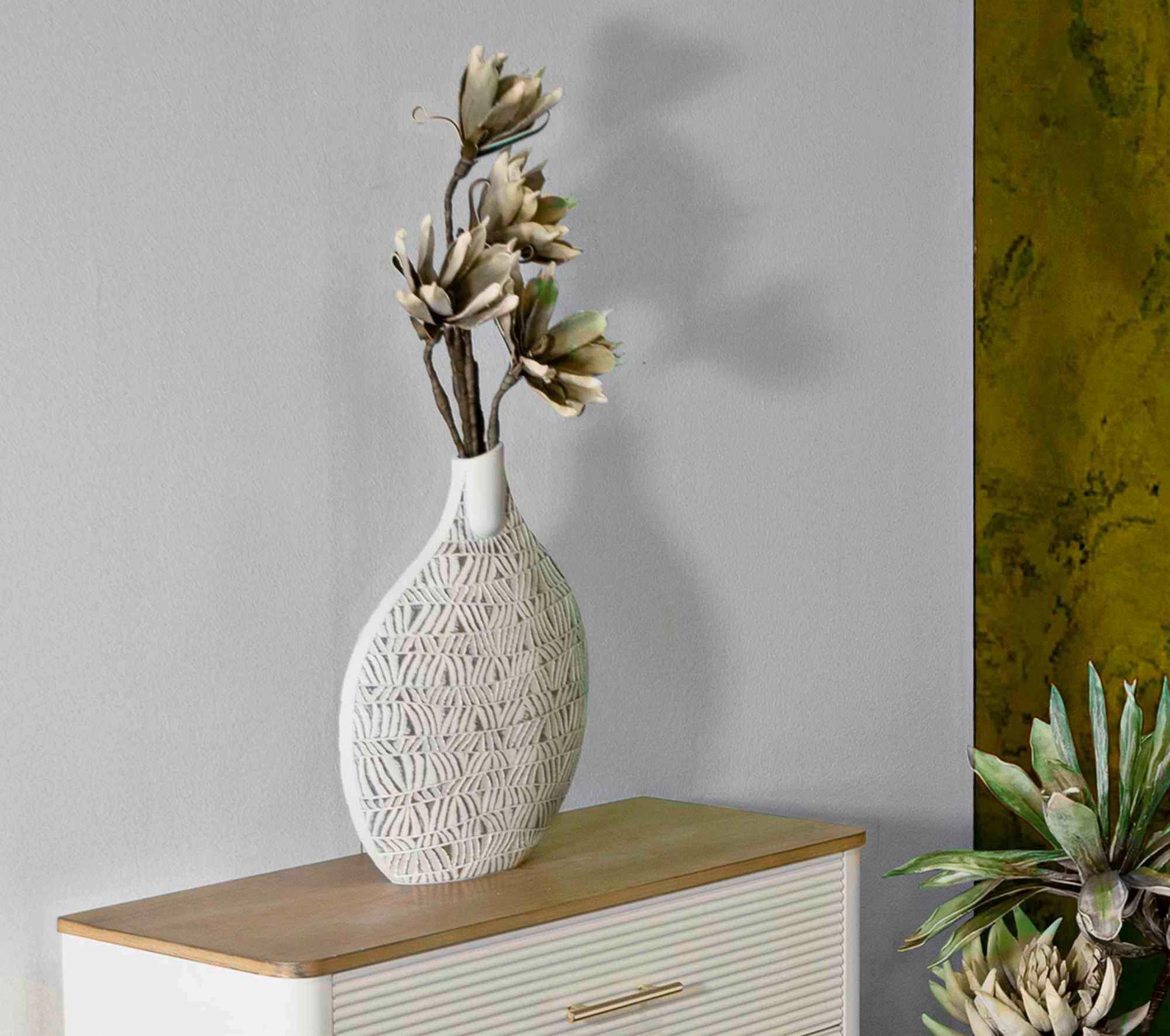 Vase Polyresin Nairobi Weiß B: 30,5 Cm - Weiß, Basics, Kunststoff (30.5/46.5/11.5cm)