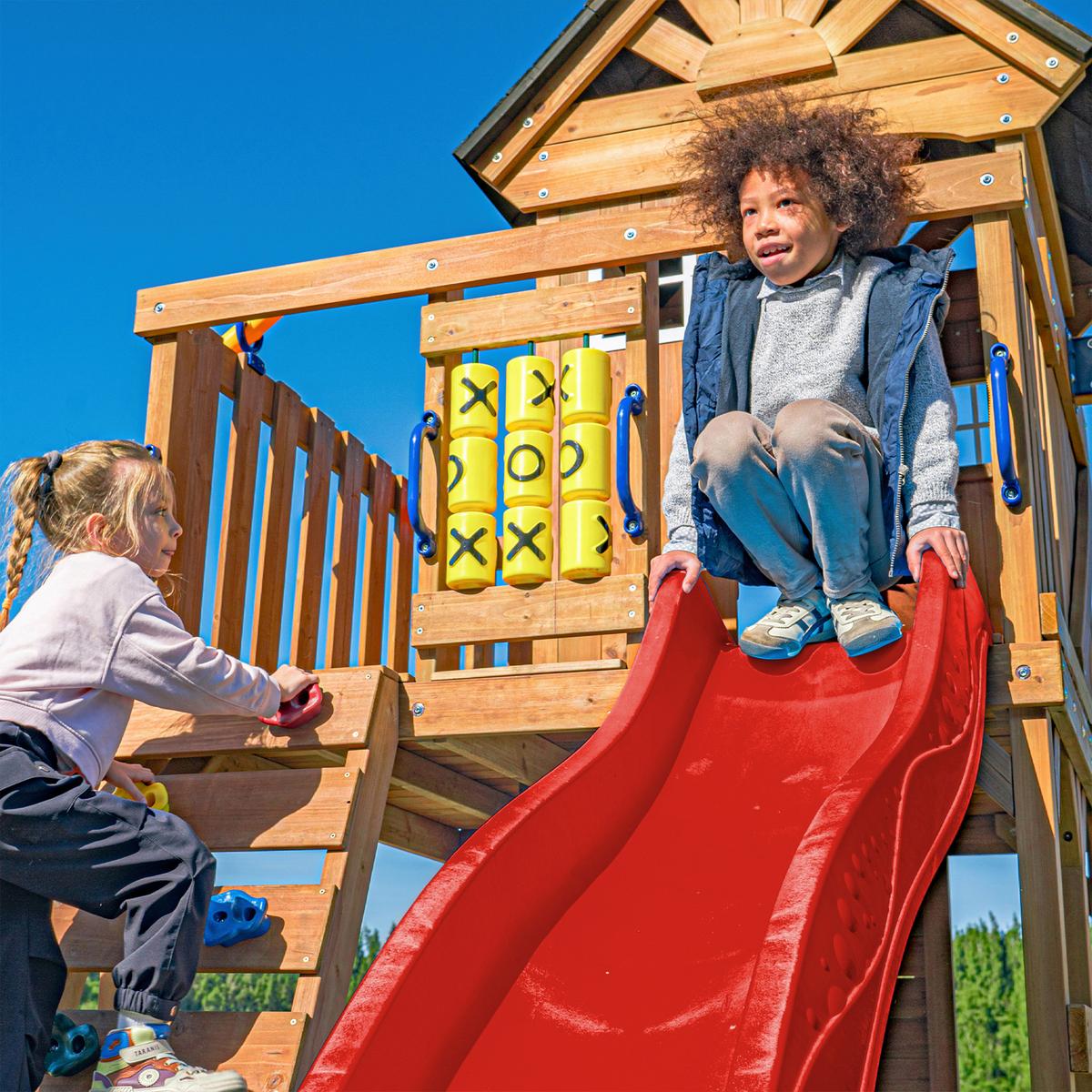 Spielturm Mit Rutsche Rot - Anthrazit/Rot, Basics, Holz/Kunststoff (435/410/305cm) - Ambia Garden