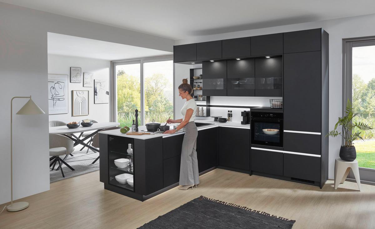 Eckküche Eastbourne - Schieferfarben/Graphitfarben, MODERN, Holzwerkstoff (303,2/264,5cm) - Vertico