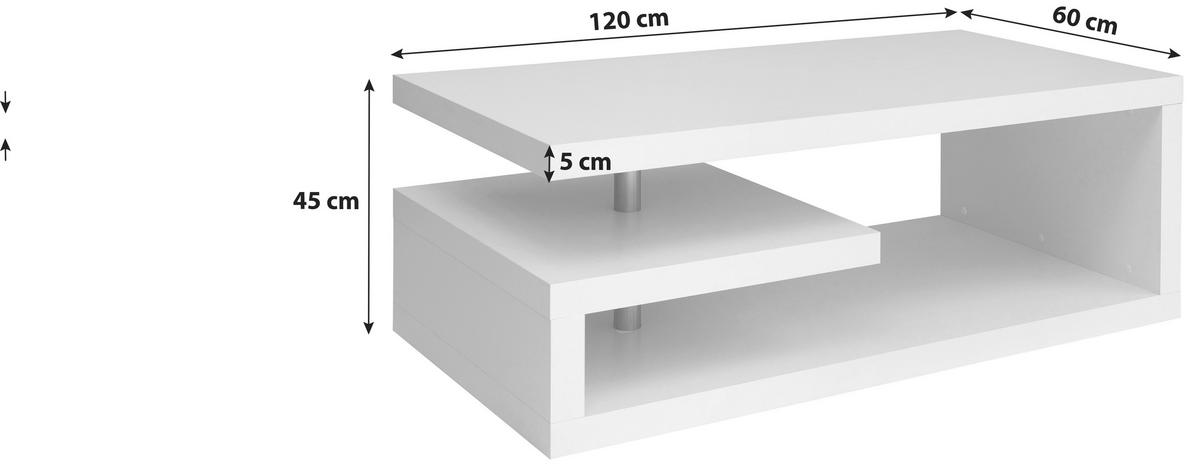 Couchtisch Glimp Coffee Table - Weiß, Design, Holzwerkstoff (120/60/45cm)