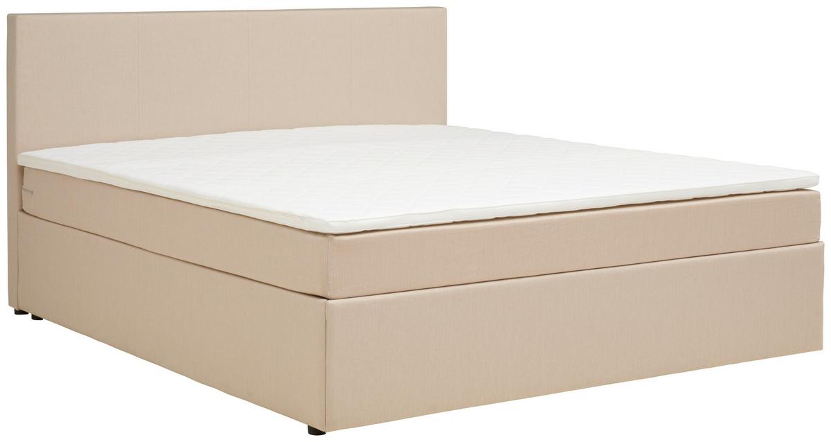 Boxbett Mit Topper 180x200 Cm Carolina Sandfarben - Sandfarben/Schwarz, Basics, Holz/Textil (180/200cm) - P & B