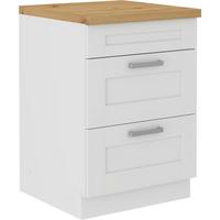 Küchenunterschrank Luisa B: 60 Cm Weiß Mit Laden - Weiß/Eiche Artisan, ROMANTIK / LANDHAUS, Holzwerkstoff (60/86/60cm)