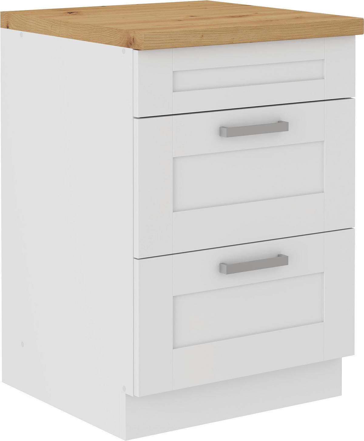 Küchenunterschrank Luisa B: 60 Cm Weiß Mit Laden - Weiß/Eiche Artisan, ROMANTIK / LANDHAUS, Holzwerkstoff (60/86/60cm)