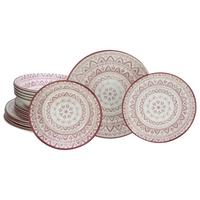 Tafelservice Mexico Rot Weiß, Multicolor, Rostfarben - Rostfarben/Multicolor, Basics, Keramik (31/30/32cm) - Creatable